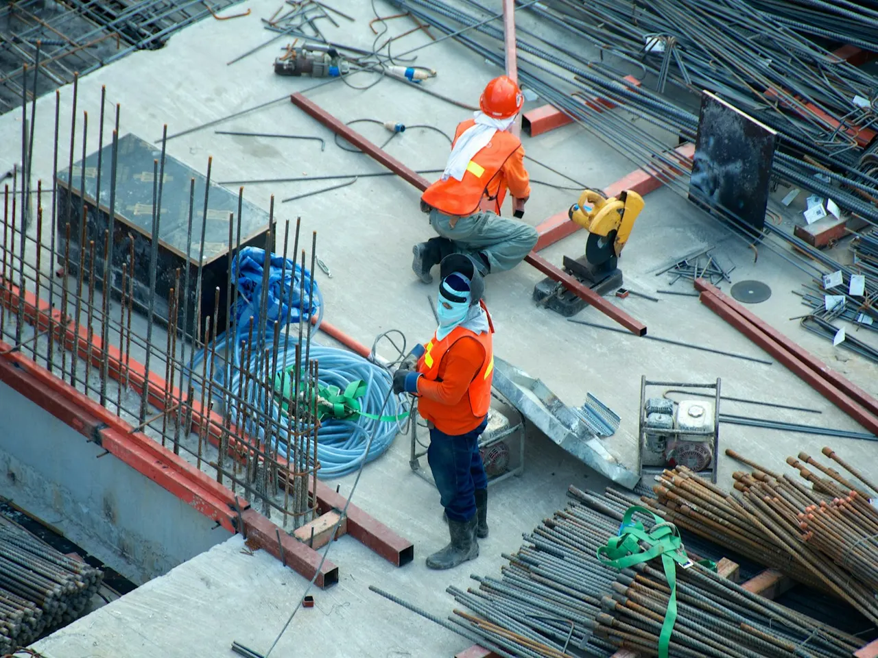 Structural work on a construction site